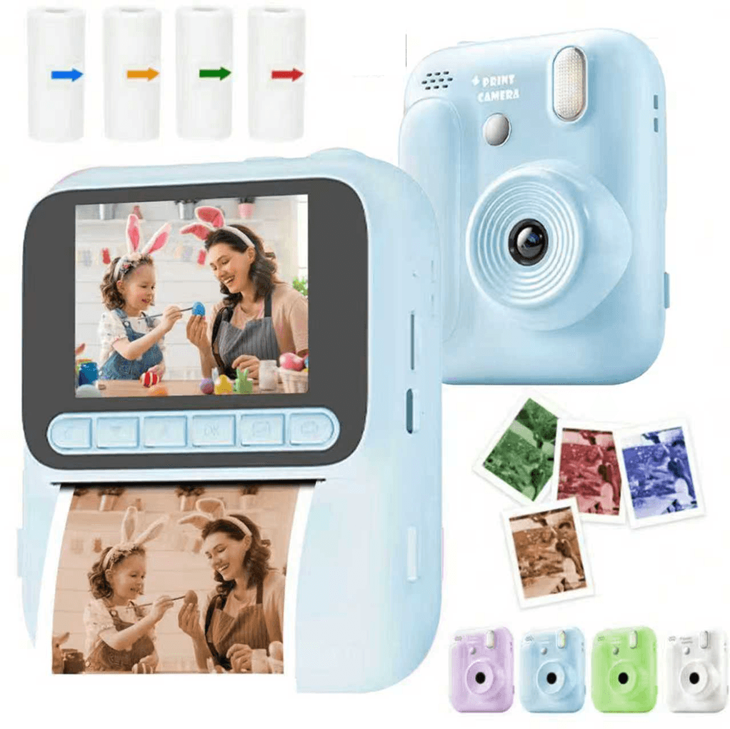 Câmera Digital De Impressão Instantânea Infantil Com Vídeo HD De 8X Zoom 1080P E Férias Flash