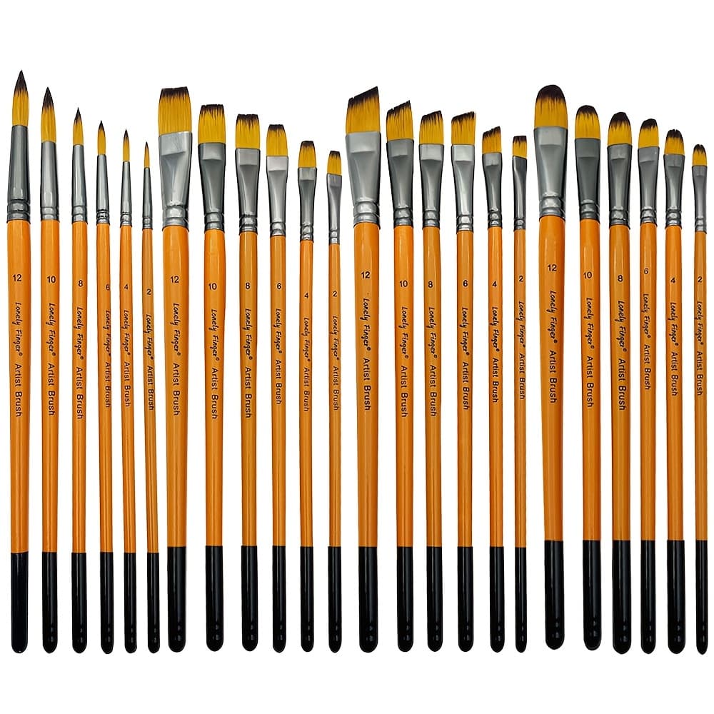  Conjunto de 6 Pincéis de Pintura Angulados Lonely Finger, Nylon Sintético Anti-Queda, Ideal para Aquarela, Acrílico,