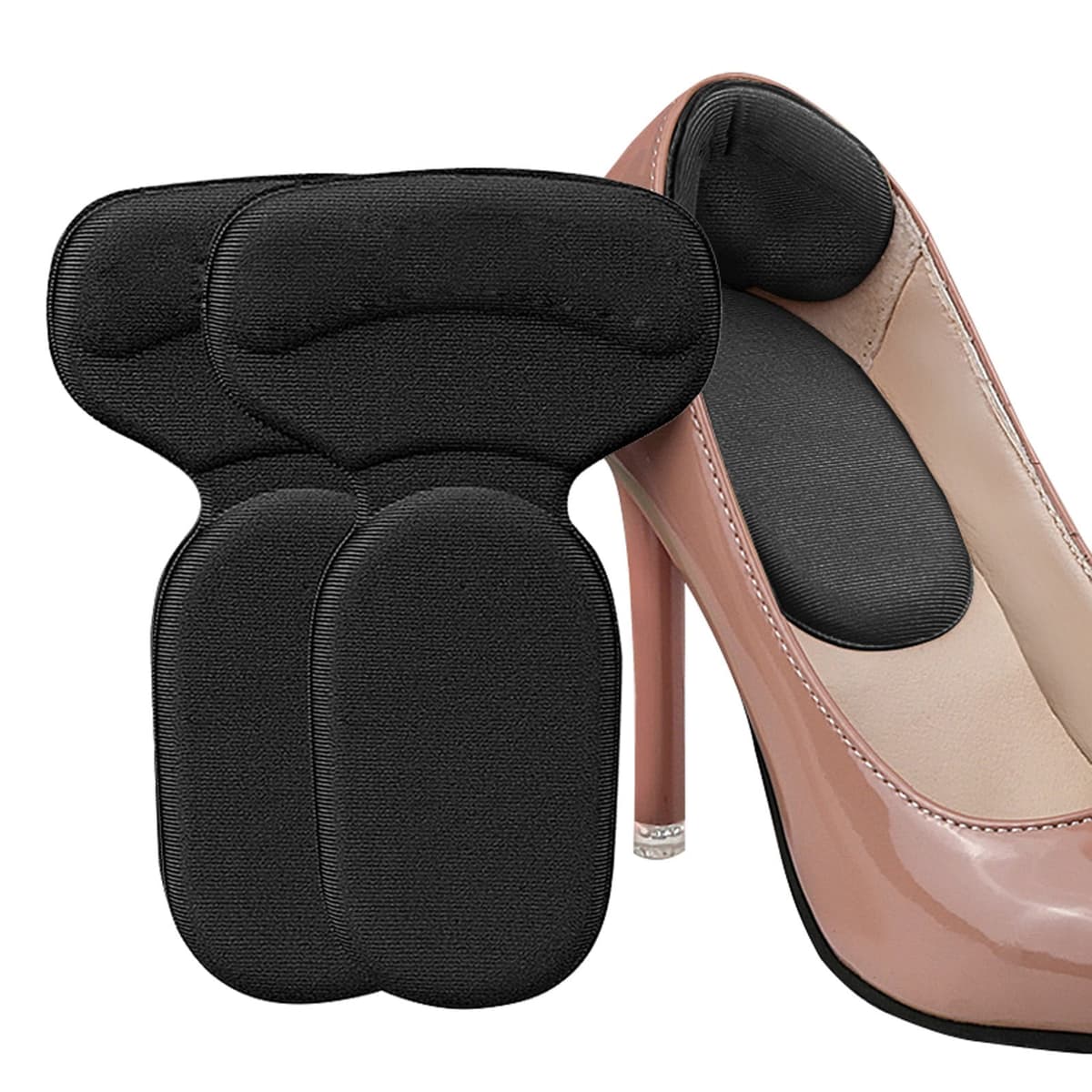  2 pares de protetores de calcanhar 2 em 1 com esponja, proteção confortável, adequado para sapatos grandes ou folgados,