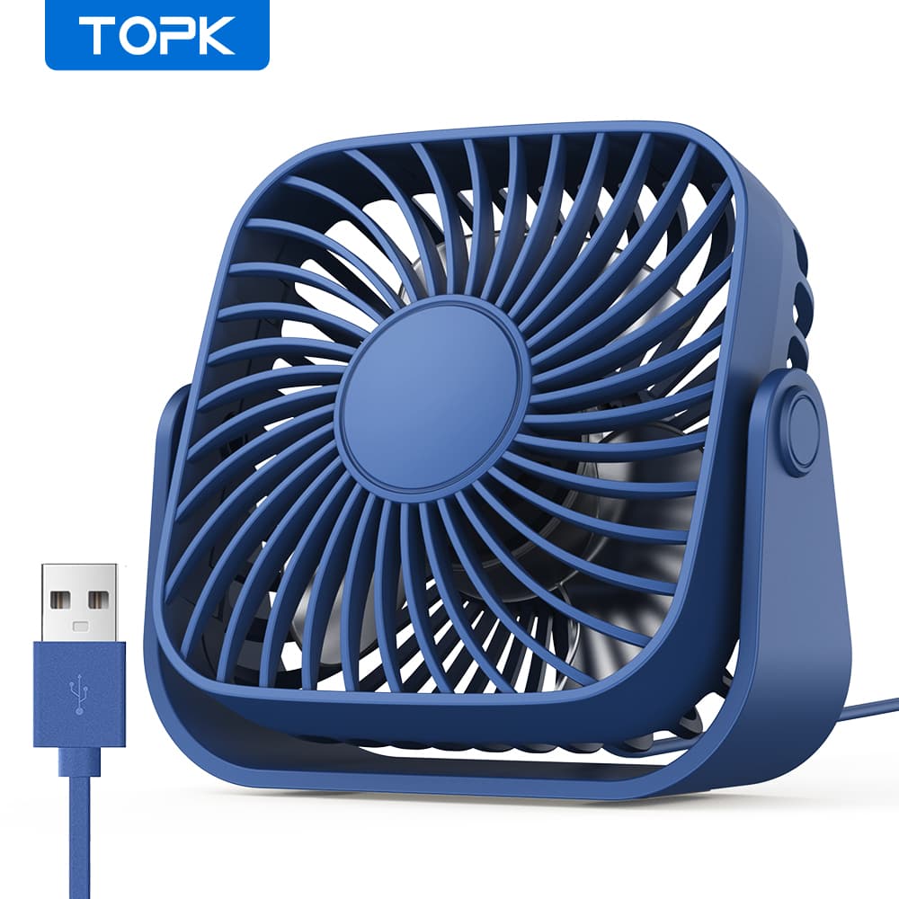 TOPK Ventilador de Mesa Portátil USB Power Mini Elétrico Recarregável para Doméstico, Camping e Traveling 1-Pack