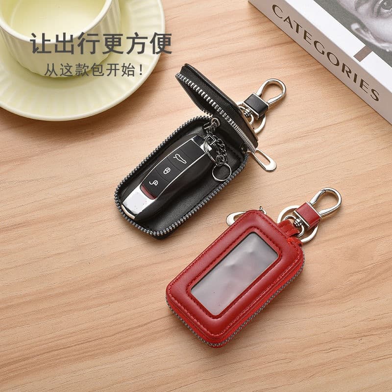  Estojo de Couro para Chave de Carro Premium com Zíper, Estilo Retrô, Unissex, Compatível com Controles Remotos