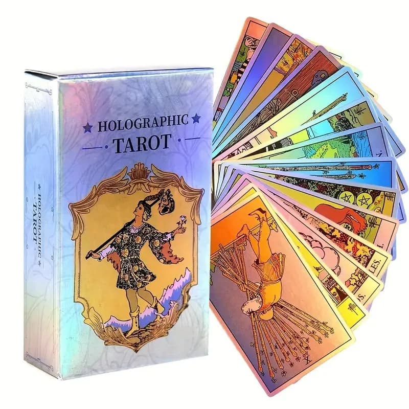 1 Caixa Clássico Jogo De Tabuleiro De Cartas De Tarô Com Flash Holográficas Baralho Waite Holográfico Para Iniciantes E 