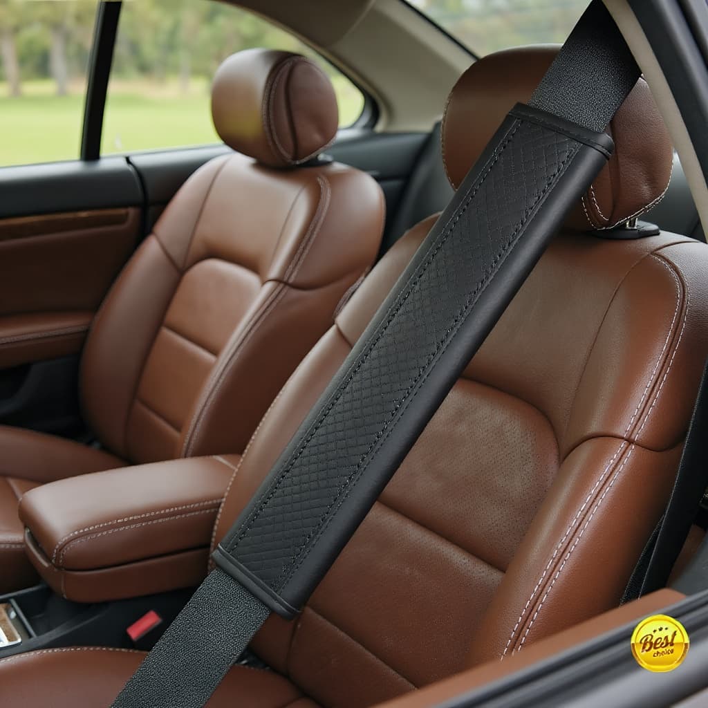 Capa De Cinto De Segurança De Carro Em Couro PU Relevo Almofada De Ombro Elegante Protetora