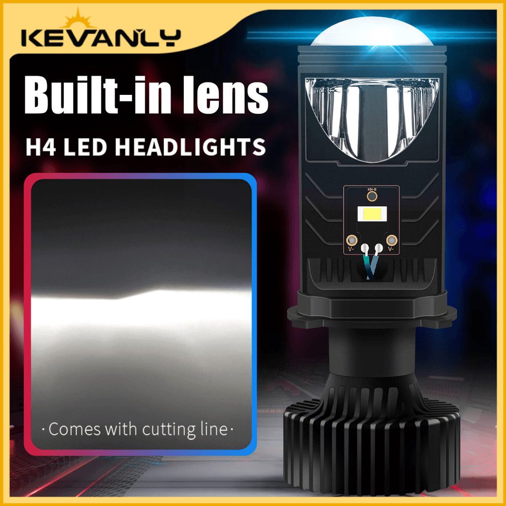 KEVANLY 1pcs H4 LED Lâmpada De Neblina Para Motocicleta , Mini Lente De Projetor , 12V/24V , Feixe Alto/Baixo De 6000K