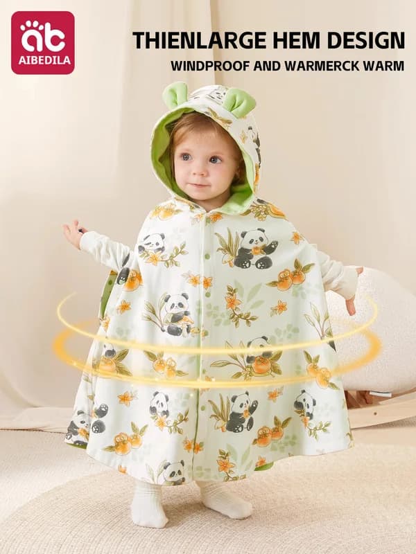  AIBEDILA Poncho Quentinho Infantil com Capuz – Manta Vestível para Bebês e Crianças, Manto Espesso à Prova de Vento,