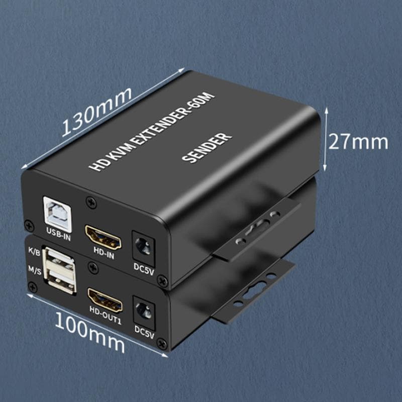  Extensor HDMI KVM de 60m com suporte a POE e alimentação de energia de ponta única com plugue dos EUA