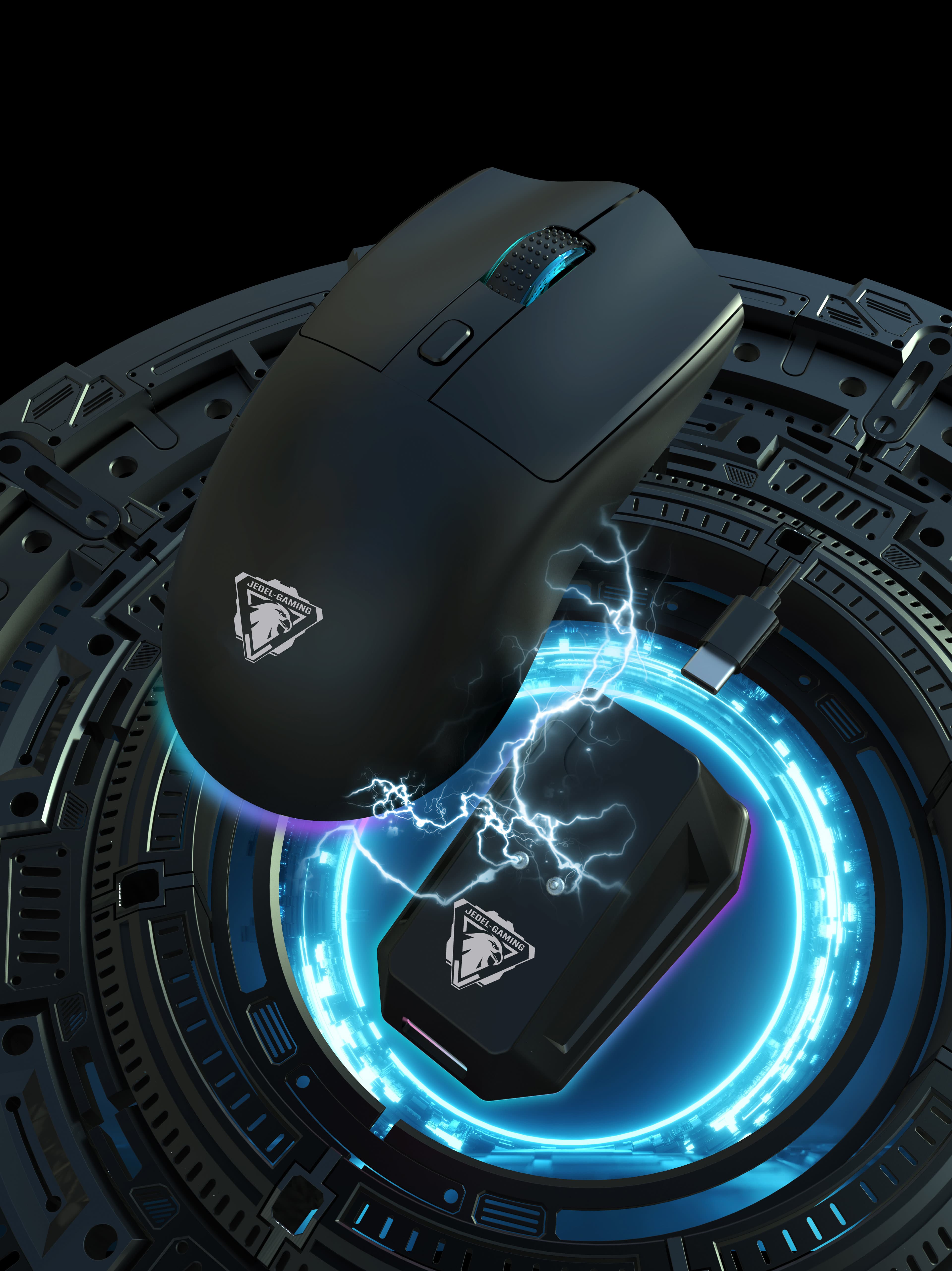 Mouse Gamer Sem Fio WD139 Leve com Dock de Carregamento Magnético RGB, ideal para PC, Mac e Notebook.