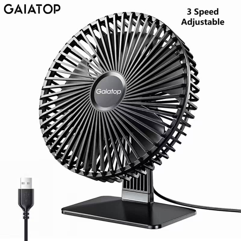 GAIATOP Ventilador De Mesa USB Vento Forte 3 Velocidades Ajustável Portátil Para Cabeceira De Estudante Em Casa De Escri