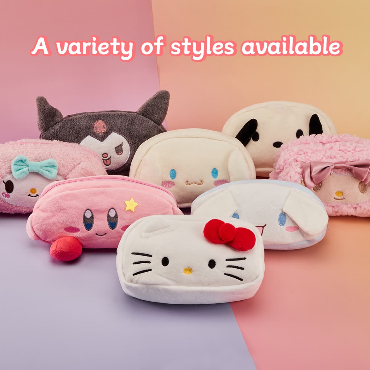 Caixa Kawaii de Pelúcia Grande Capacidade para Armazenamento de Cosméticos e Material Escolar