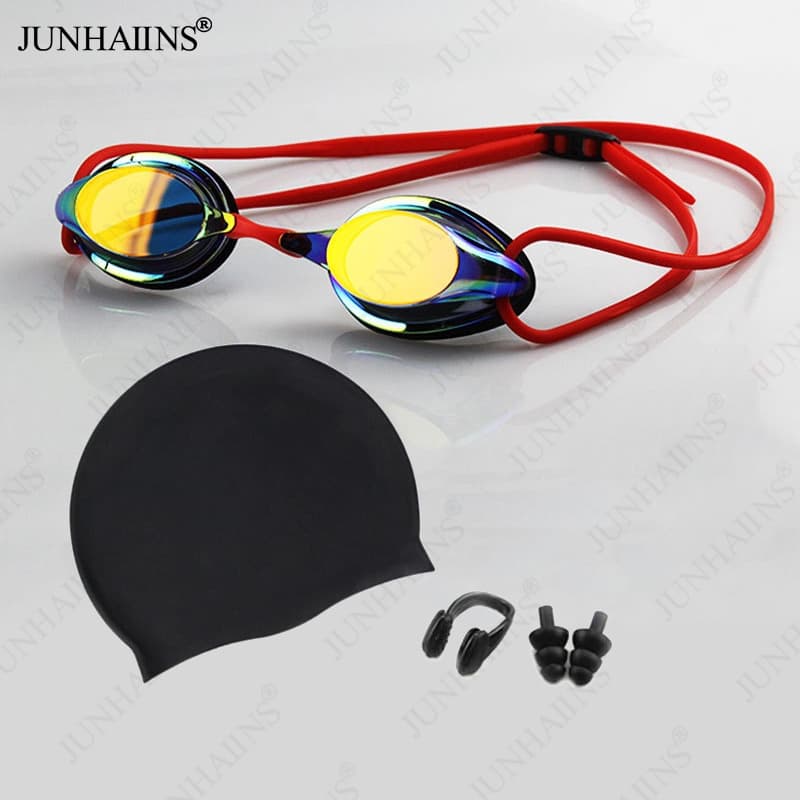 JUNHAI (COD) Silicone Profissional À Prova D'água Chapeamento Transparente Duplo Antiembaçante Óculos De Natação Anti-UV