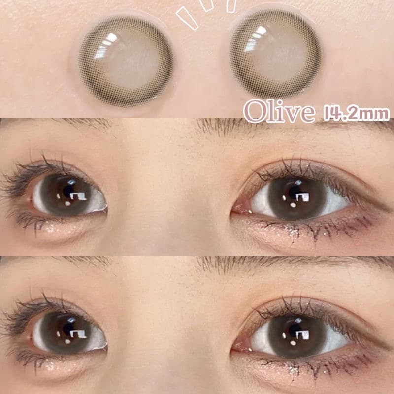 1 Lente De Contato Colorida De Par Verde Oliva/LULU Pink DIA 14,20mm Grau Até-8,00